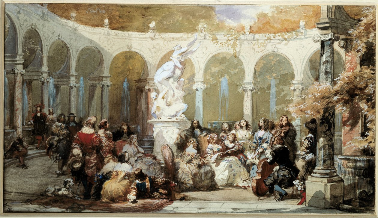 Escena musical en los jardines de Versalles de French School