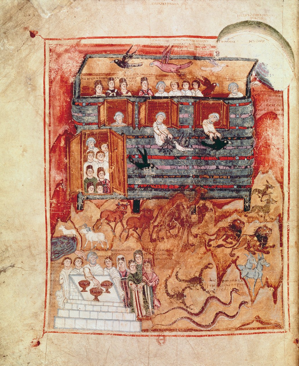 N.A.L 2334 fol.10v El Arca de Noé, del Pentateuco de Tours de French School