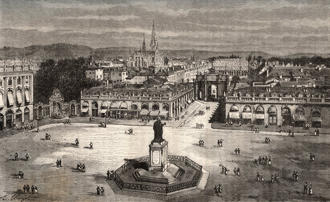 Nancy - Meurthe-et-Moselle - grabado en “La France illustree: geographie, histoire, administration statistique” por V.A. Malt-Brown. 1884 de French School