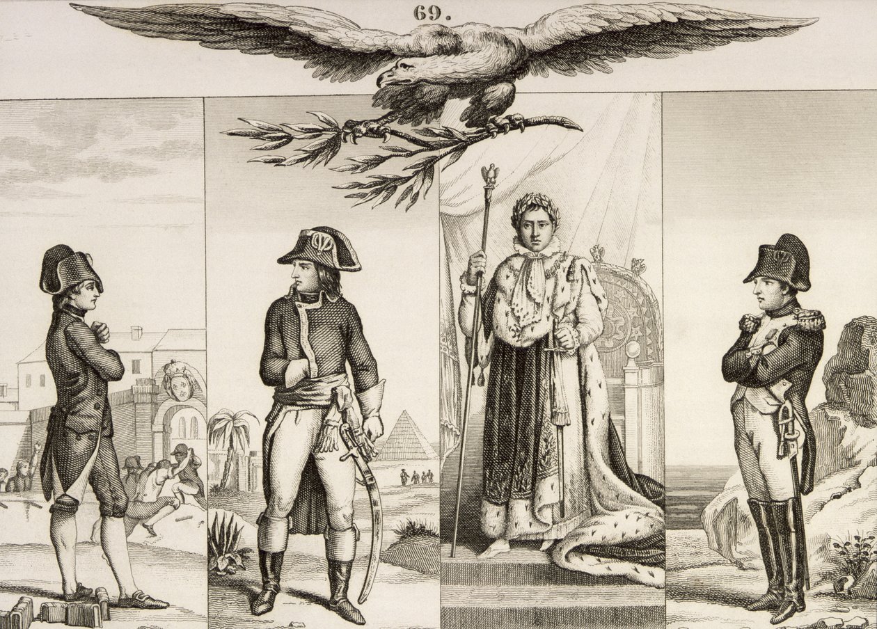 Napoleón Bonaparte (1769-1821) en cuatro etapas de su vida, de 