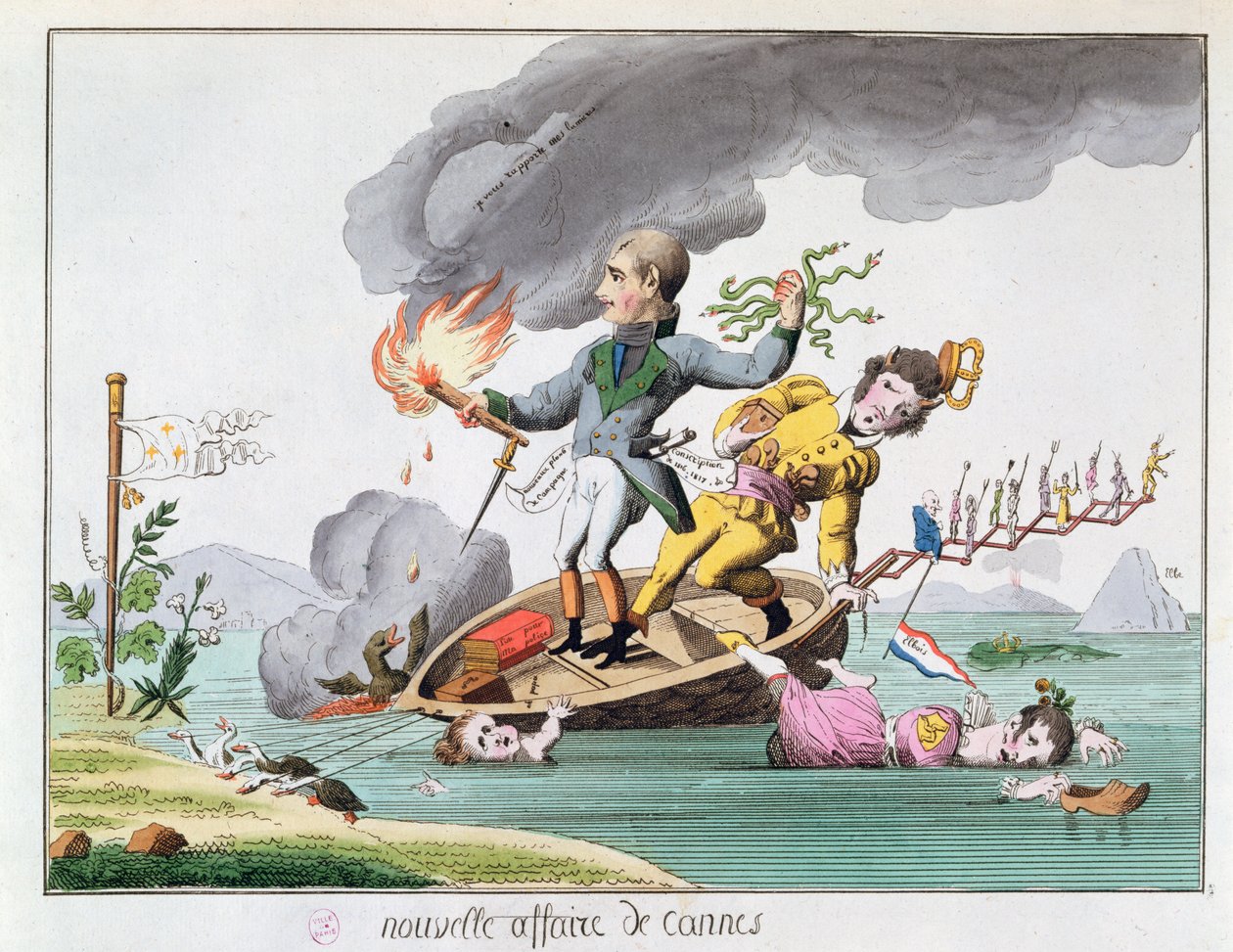 Napoleón Bonaparte (1769-1821) desembarcando cerca de Cannes en su regreso de Elba en 1815 de French School