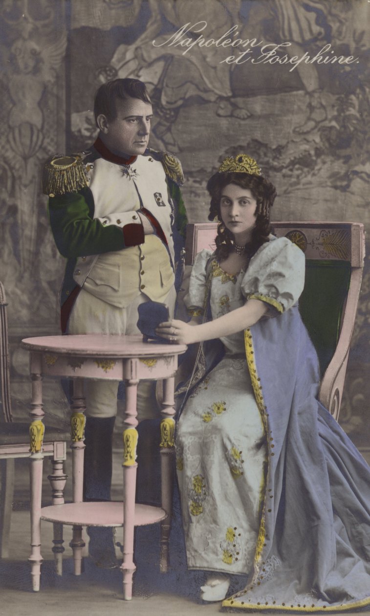 Napoleón y Josefina (litografía en color) de French School