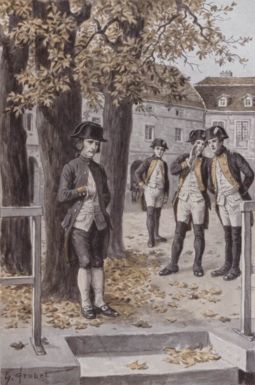 Napoleón en la Escuela Militar de Brienne (litografía) de French School