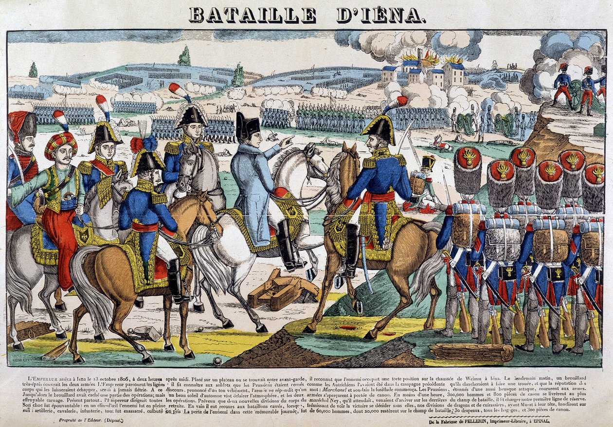 Napoleón en la Batalla de Jena (13/10/1806) - imagen de Epinal de French School