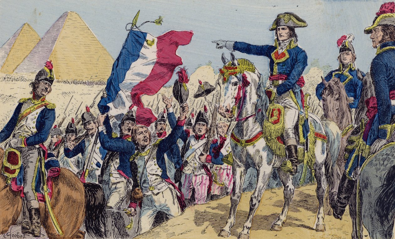 Napoleón en la Batalla de las Pirámides, Egipto de French School