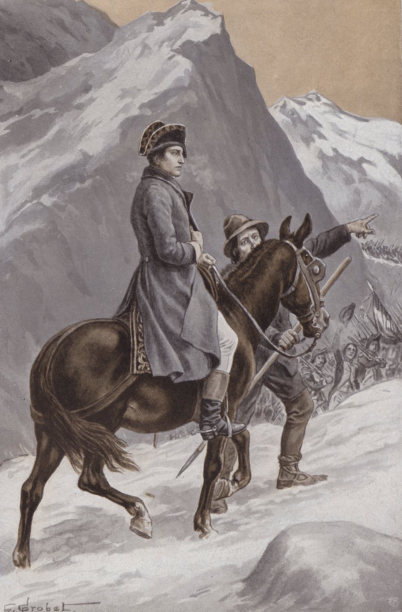 Napoleón cruza los Alpes de French School