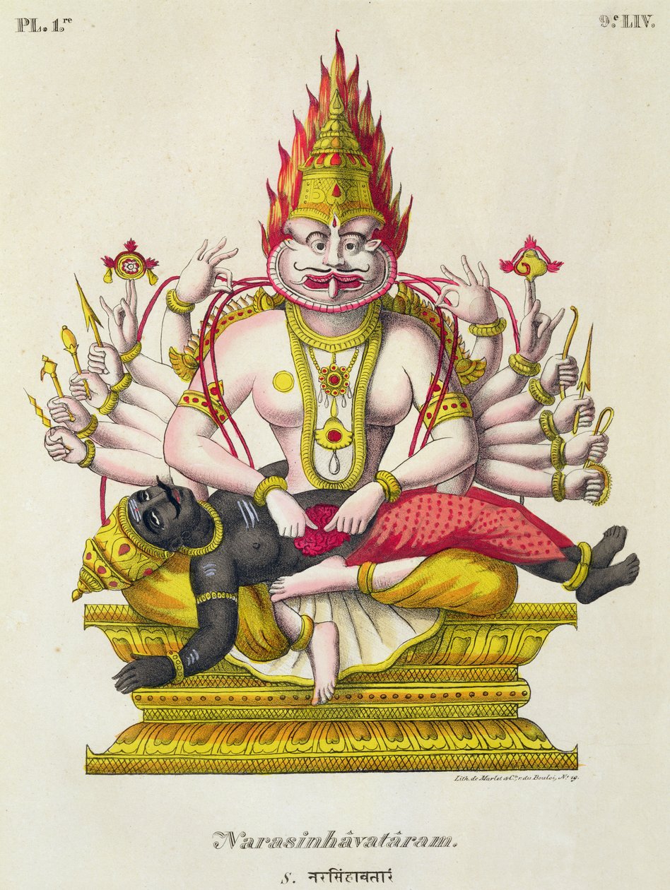 Narasimha, grabado por de Marlet de French School