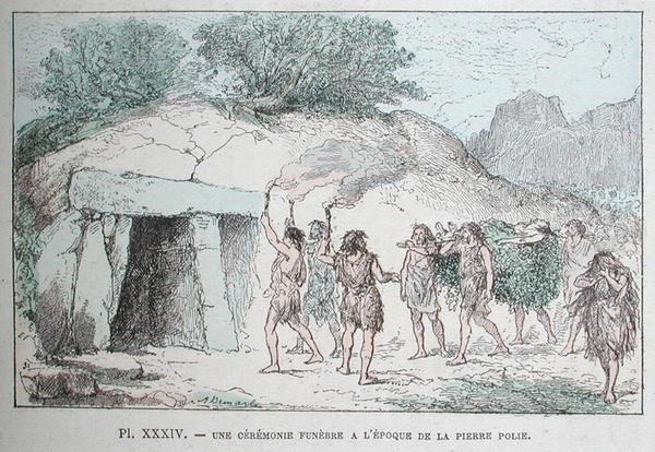 Rito funerario neolítico, ilustración de 