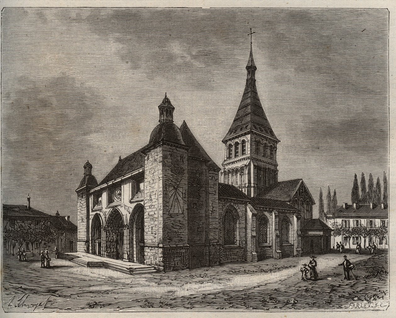 Notre Dame de Wassy - Haute-Marne en región Champagne-Ardenne - grabado en “La France illustrée: géographie, histoire, administración statistique” por V.-A. Malt-Brown. 1884 de French School
