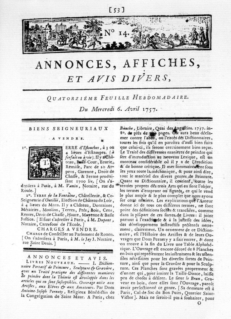 Uno de "Anuncios, Carteles y Reseñas Misceláneas", No. 14 de French School