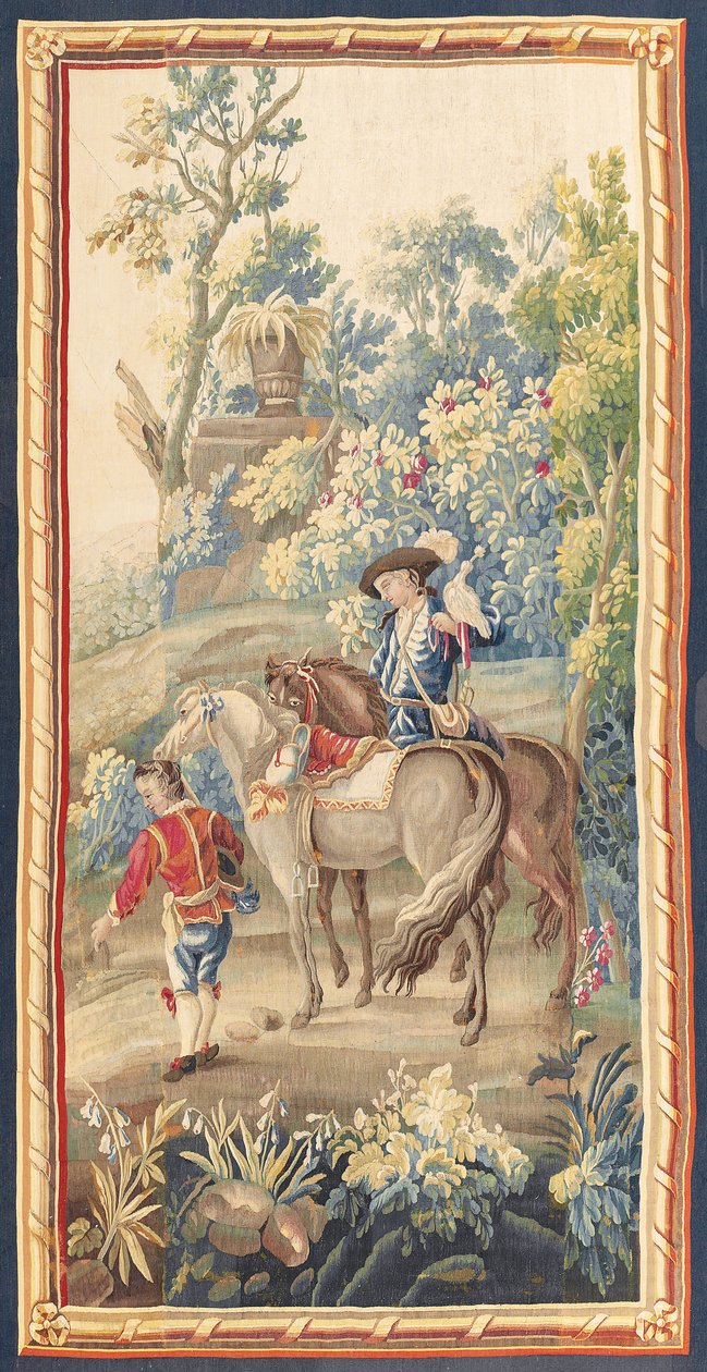 Uno de un par de tapices pastorales de Luis XVI, Aubusson, c.1775 de French School