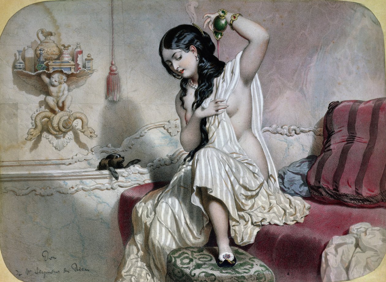 Mujer Oriental en su Tocador, mediados del siglo XIX de French School
