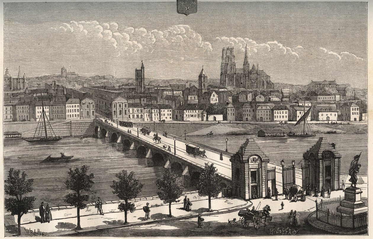 Orleans - Centre-Val de Loire - grabado en "La France illustree: geografía, historia, administración estadística" por V.A. Malt-Brown. 1884 de French School
