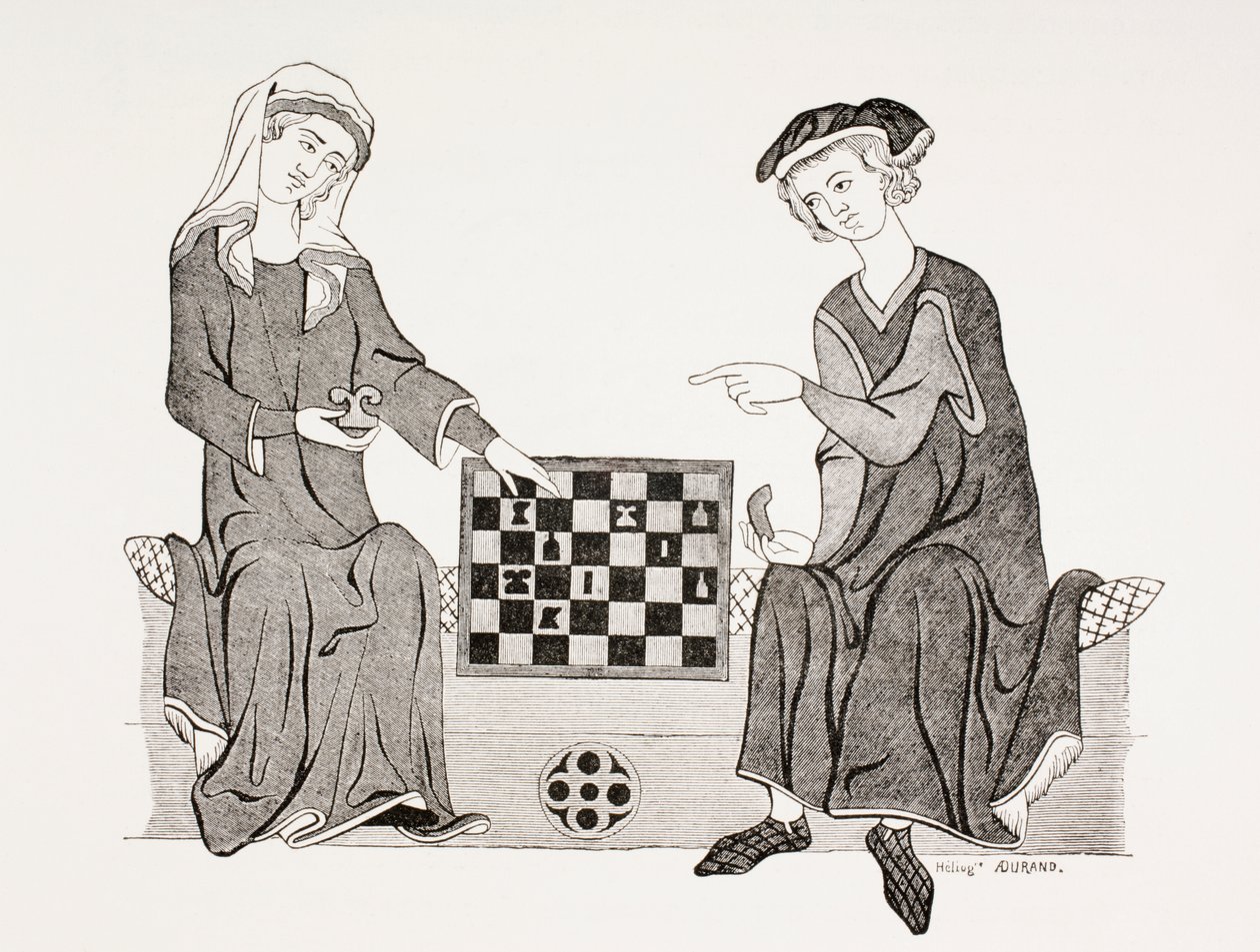 Otón IV, Marqués de Brandeburgo, jugando ajedrez con su esposa Hedwige de Habsburgo de French School