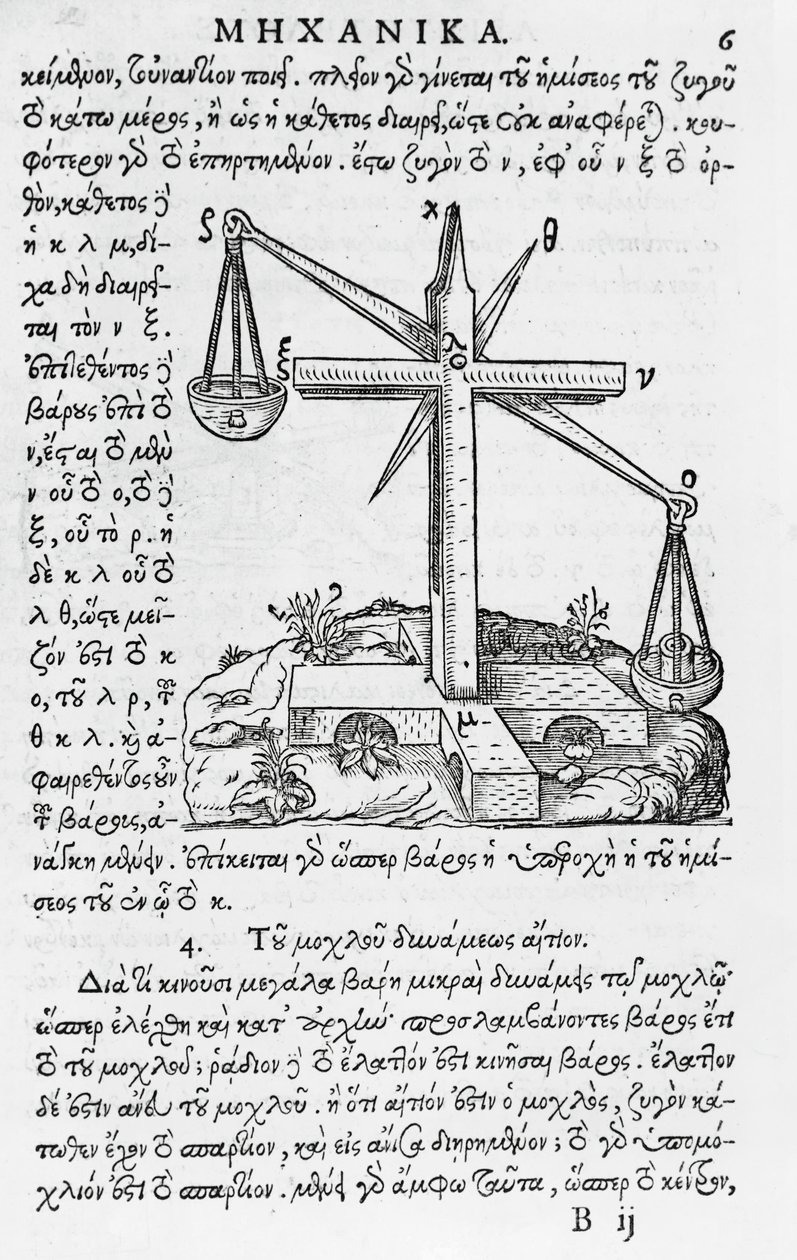 Página de Mhxanika, reproducción de manuscrito griego de Aristóteles, publicado en París de French School
