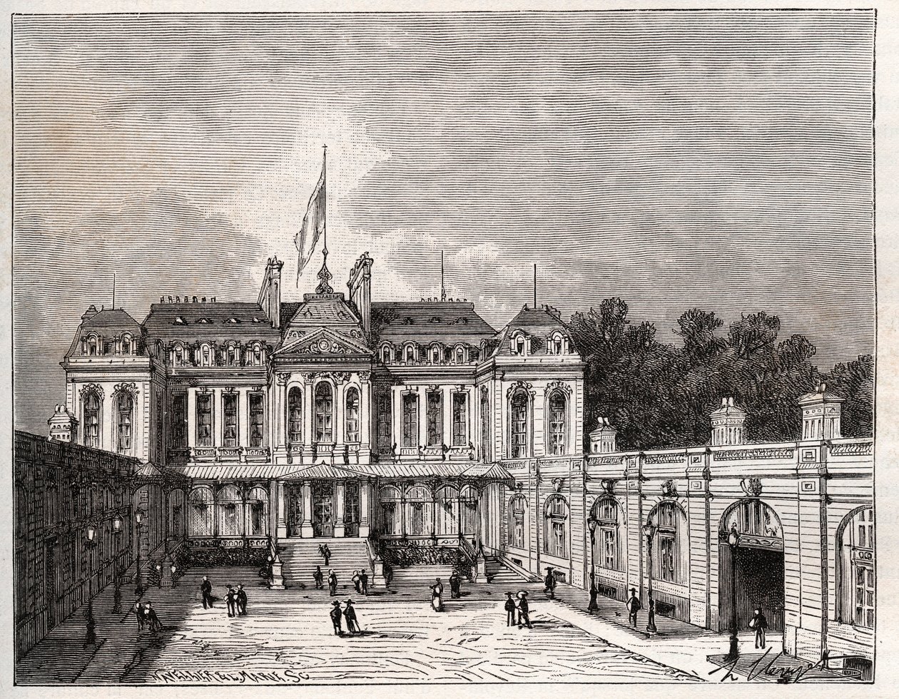 Palacio del Elíseo en París - grabado en 