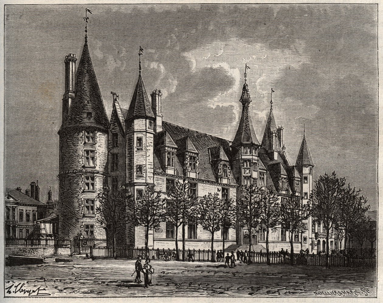 Palacio ducal de Nevers - Castillo del siglo XV-XVI - grabado en 