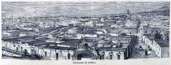 Panorama de Puebla, México central, de Las ciudades antiguas del Nuevo Mundo, por Claude-Joseph-Desire Charnay, pub. 1887 de French School