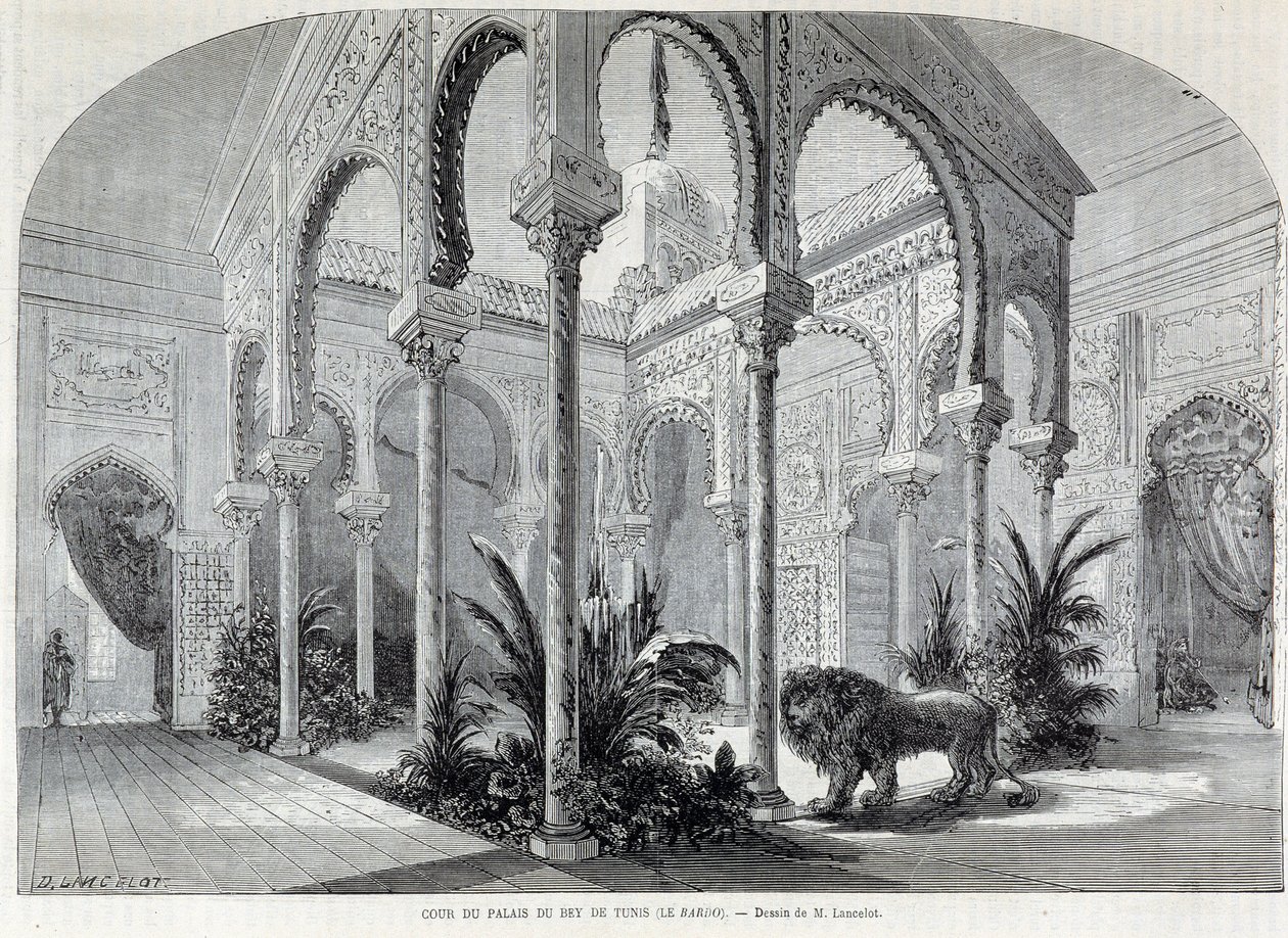 Parc du Montsouris: interior del Palais du Bey en Túnez en la Exposición Mundial de 1867 de French School