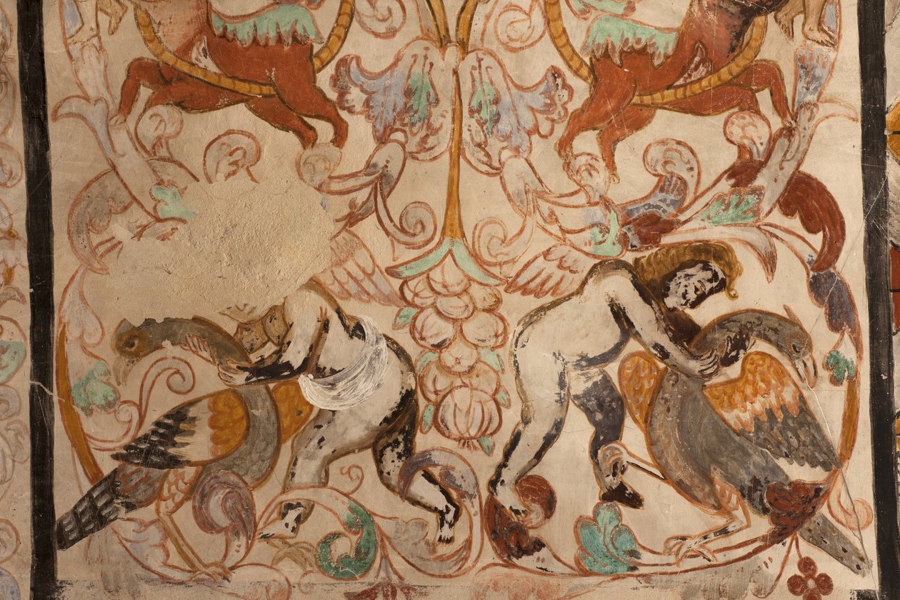 Iglesia parroquial (Església de la Mare de Déu de Solers). Interior. Las naves. Pinturas murales (detalle). Siglo XVI (?) de French School