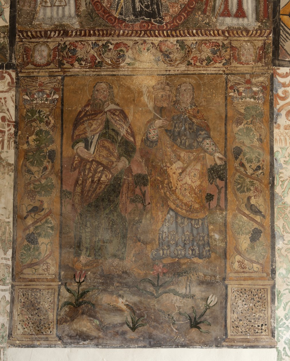Iglesia parroquial (Església de la Mare de Déu de Solers). Interior. Las naves. Pinturas murales. (detalle). Siglo XVI (?) de French School