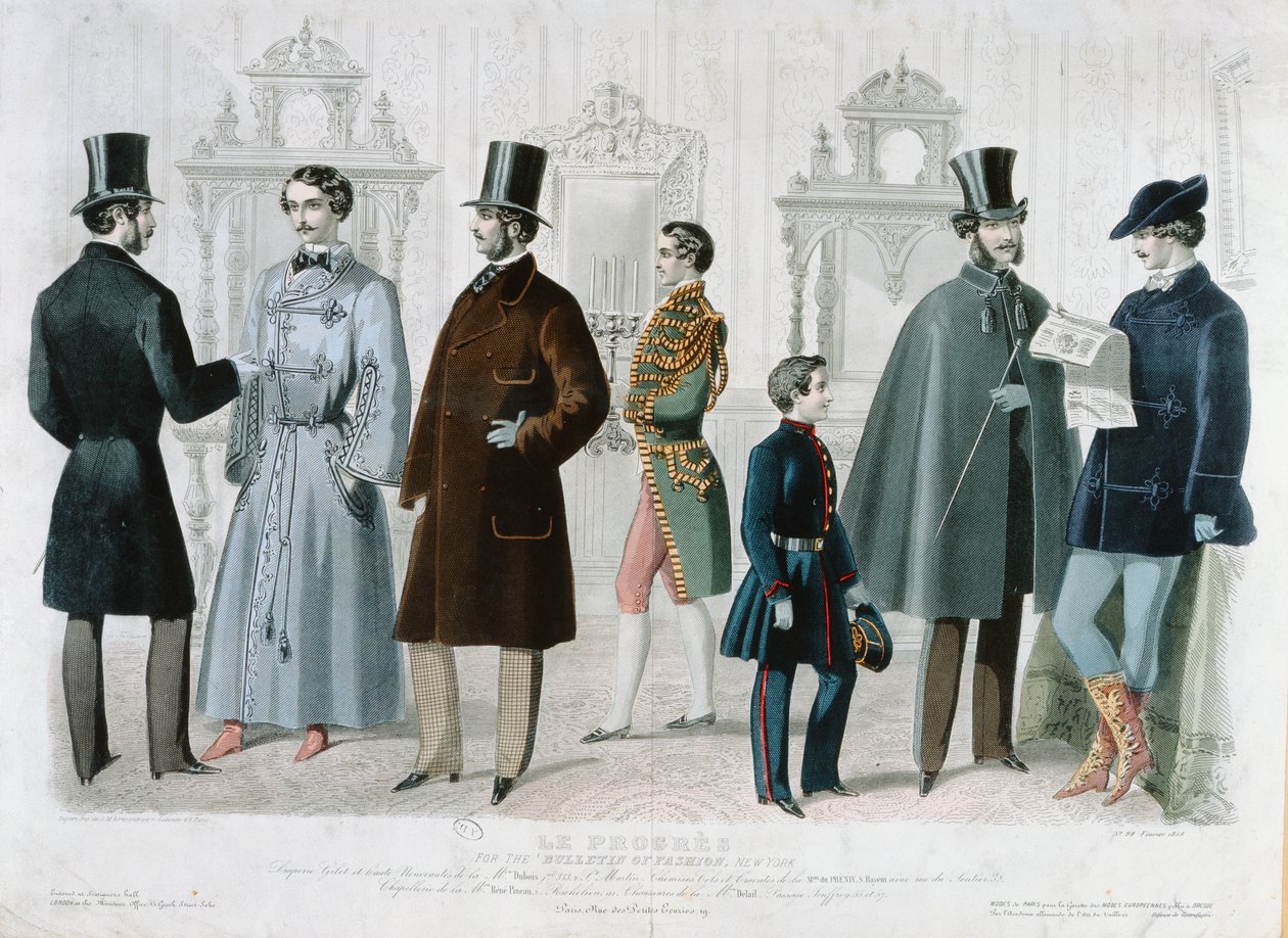 Placa de moda parisina para el Boletín de Moda, Nueva York, febrero 1858 de French School