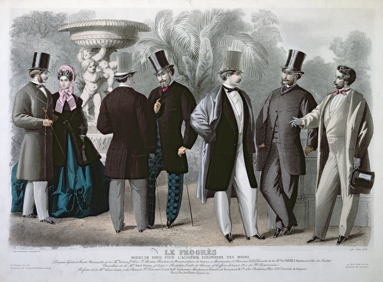 Placa de moda parisina para Le Progres, junio 1864 de French School