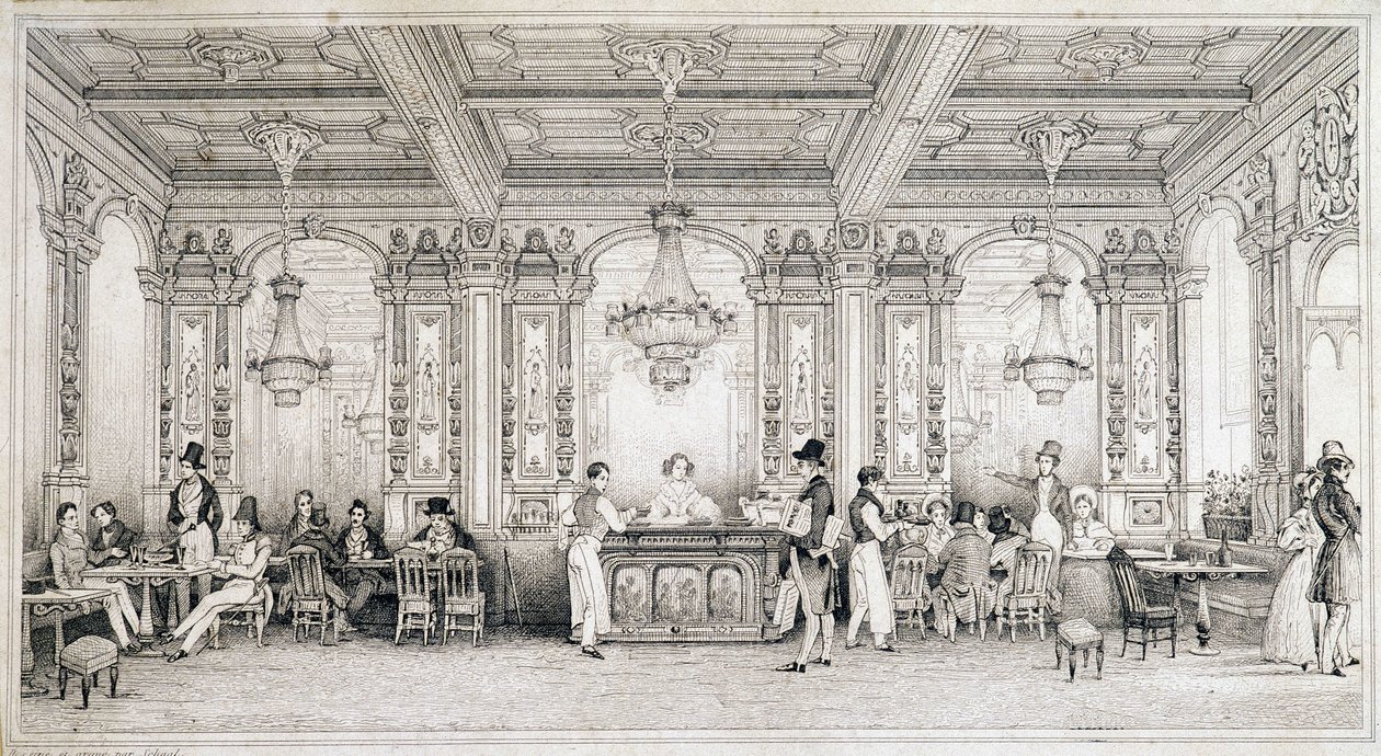 Café parisino de principios del siglo XIX. de French School