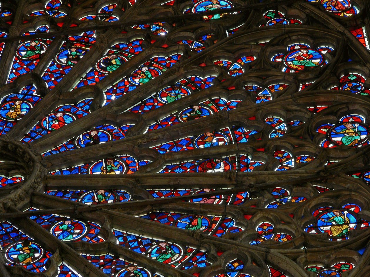 Vista parcial del rosetón norte, c.1300 de French School