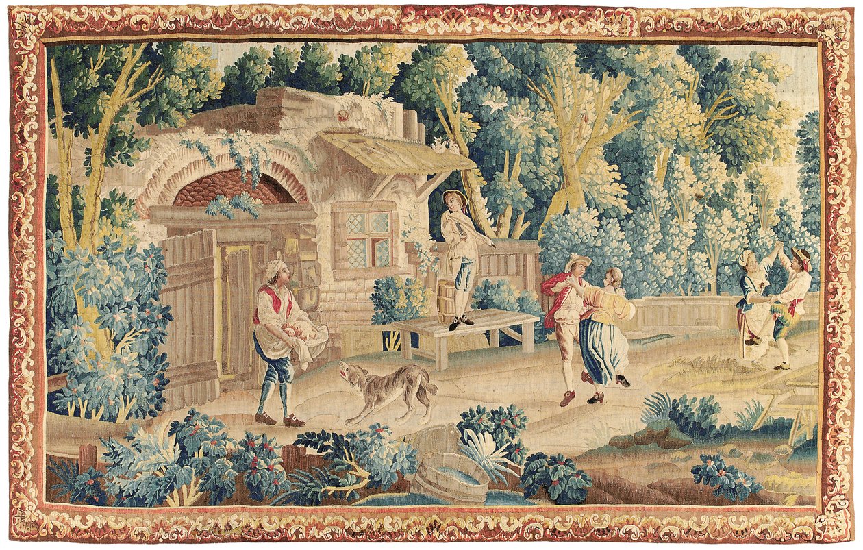 Tapiz pastoral, Aubusson, mediados del siglo XVIII de French School