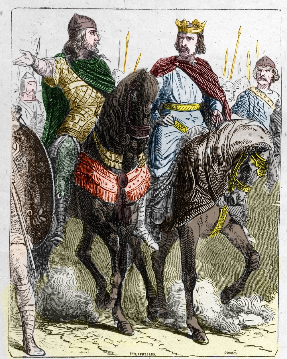 Pepin II de Herstal, conocido como Pepin el Grande o Pepin el Joven (645 -714) con Clovis III, rey de los Francos de 691 a 695 de French School