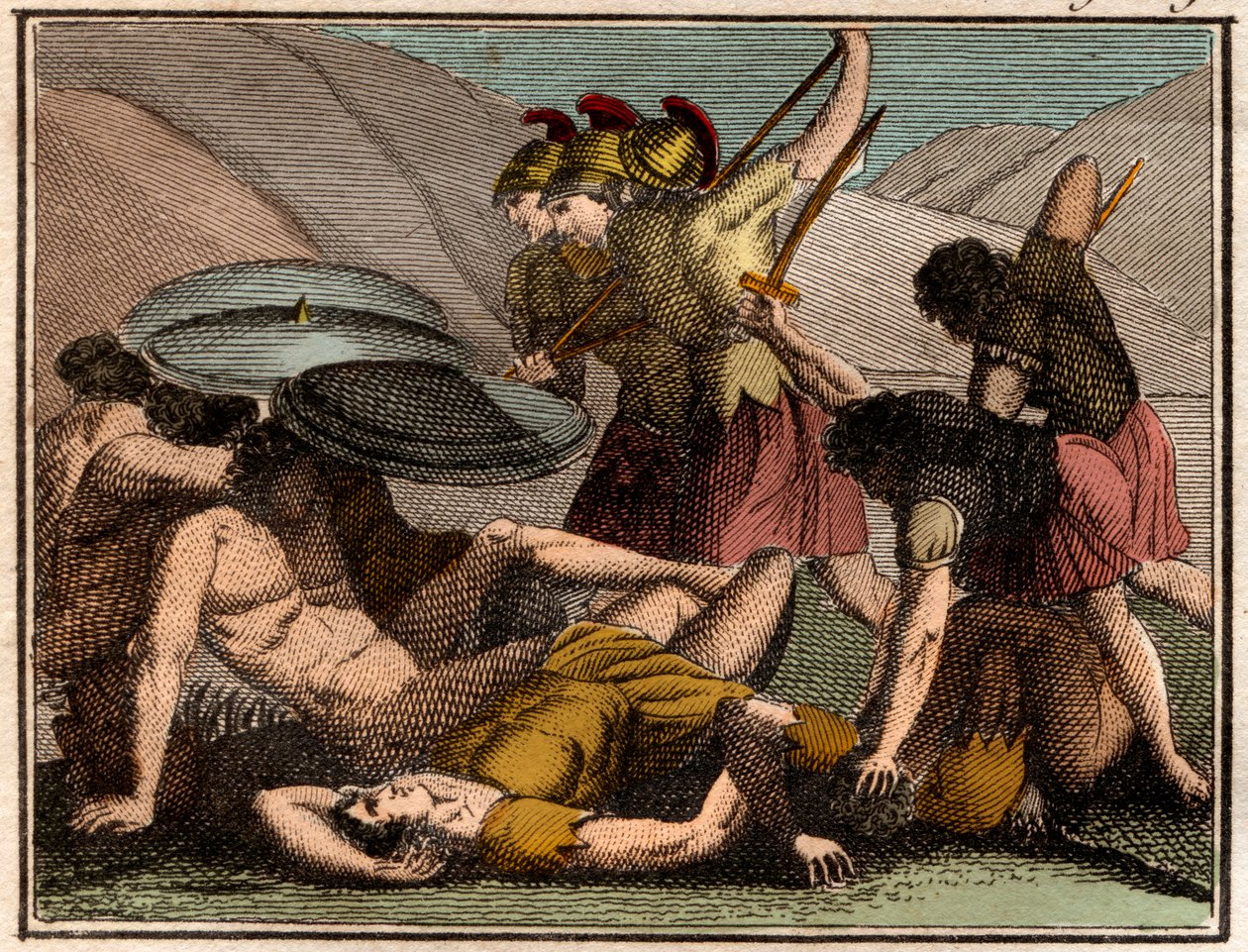 Guerras Persas. Batalla de las Termópilas 480 a.C. El rey espartano Leónidas y sus hombres caen en la batalla de French School