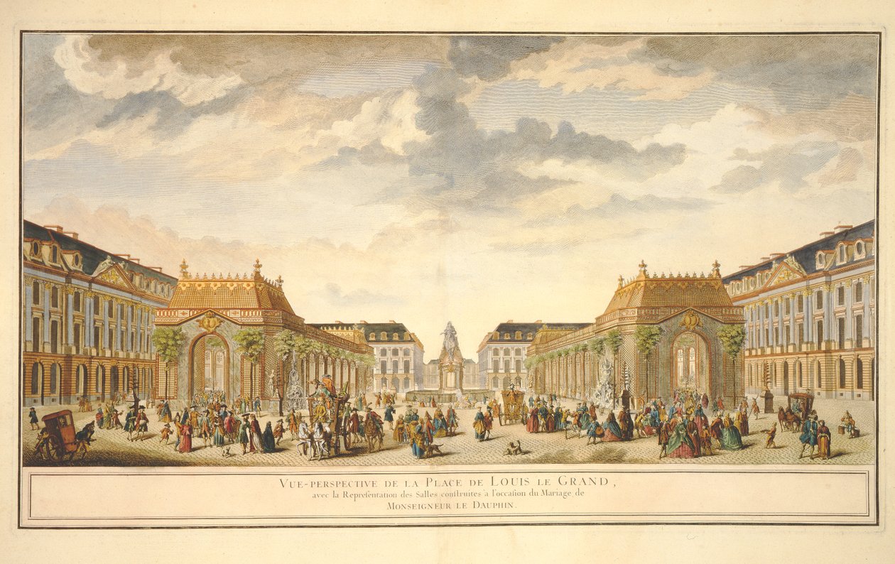 Vista en perspectiva de la Place de Louis le Grand con las salas construidas para la ocasión del matrimonio de Monseigneur le Dauphin de French School