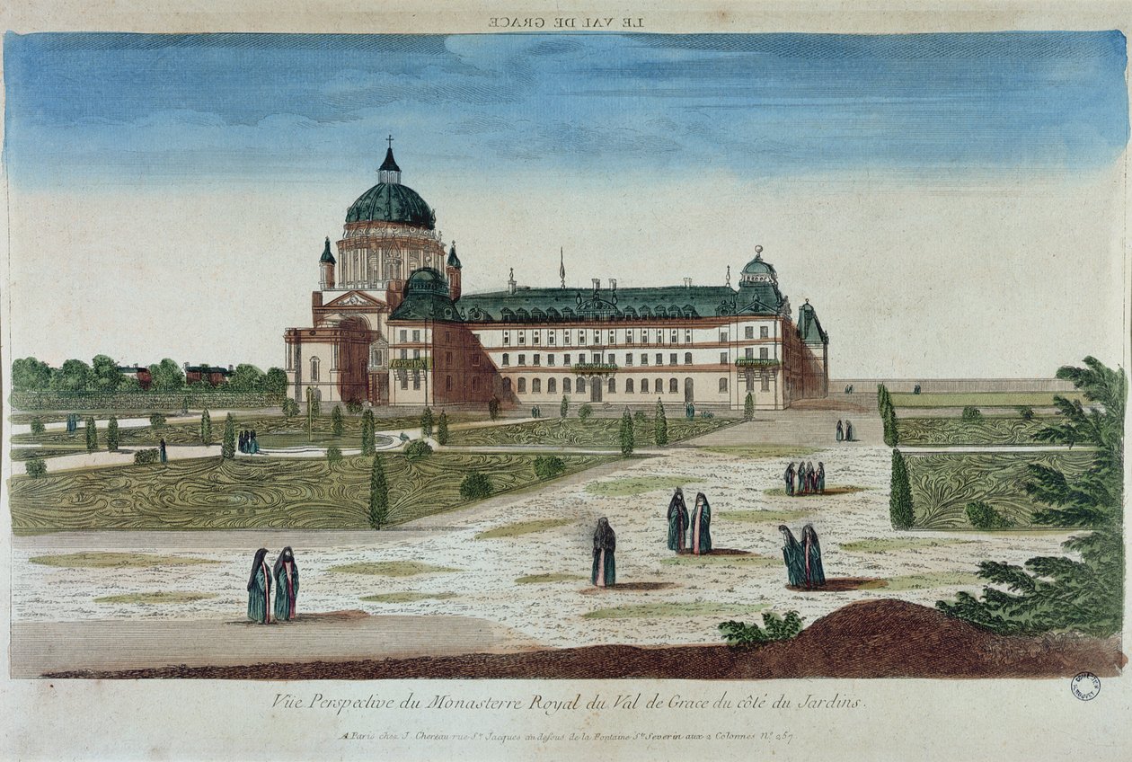 Vista en perspectiva del Monasterio Val-de-Grace desde los jardines de French School