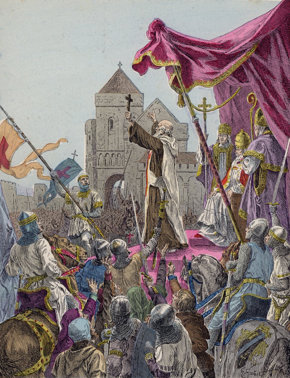 Pedro el Ermitaño predicando la Primera Cruzada de French School