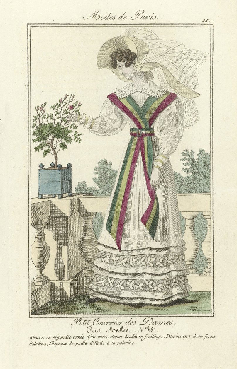 Petit Courrier des Dames, Rue Meslee No. 25, de Modes de Paris, pub. 1824 de French School