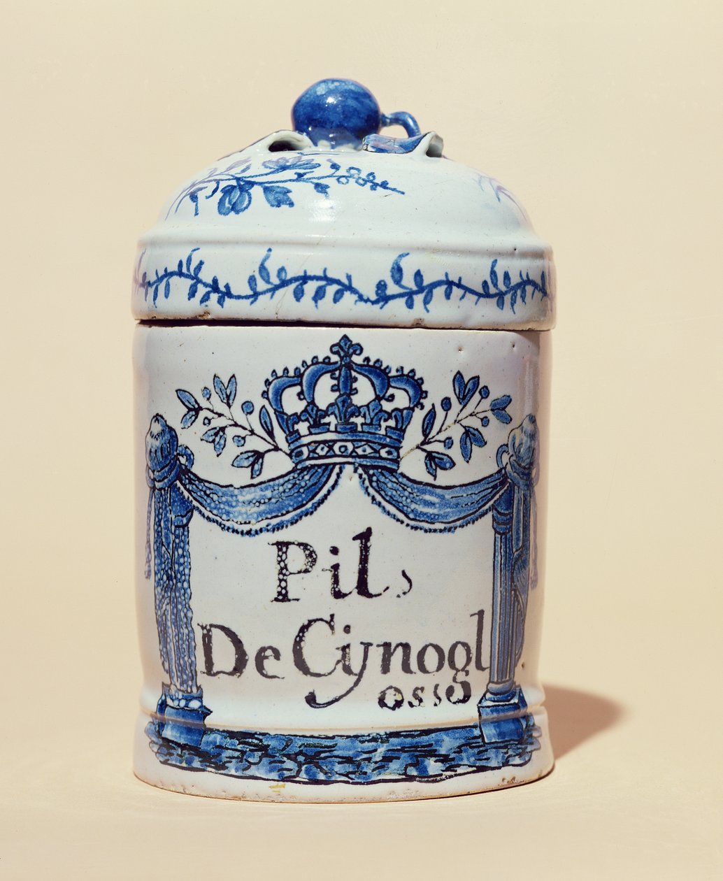 Tarro farmacéutico para tabletas de cinogloso, c.1700 de French School