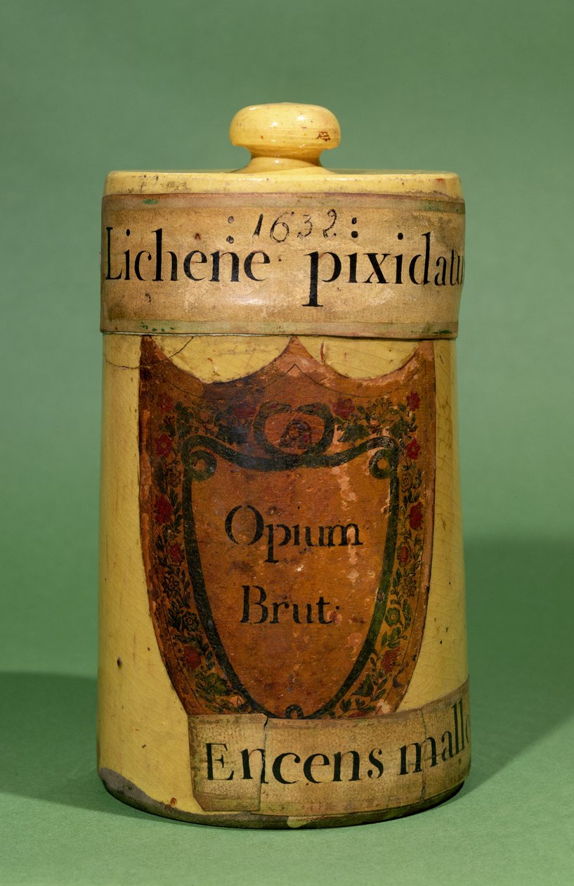 Jarra farmacéutica para almacenar opio crudo, 1632 de French School