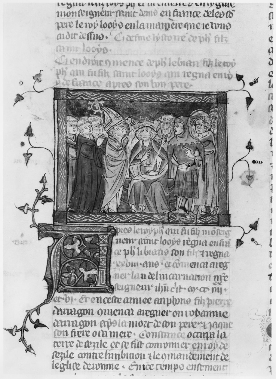 Felipe IV, ilustración de Grandes Crónicas de Francia, 1375-79 de French School