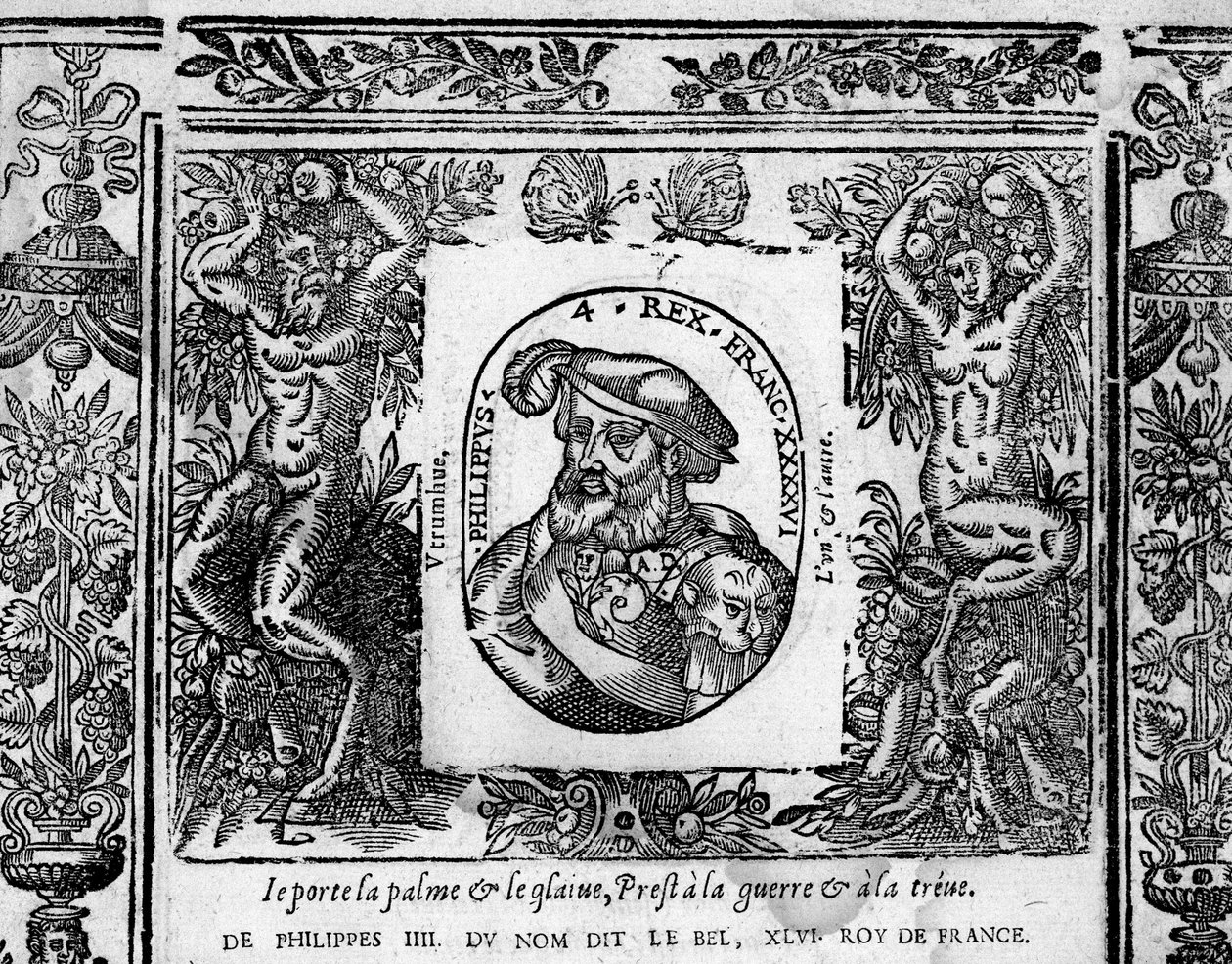 Felipe IV, el Hermoso, retrato grabado en medallón de French School