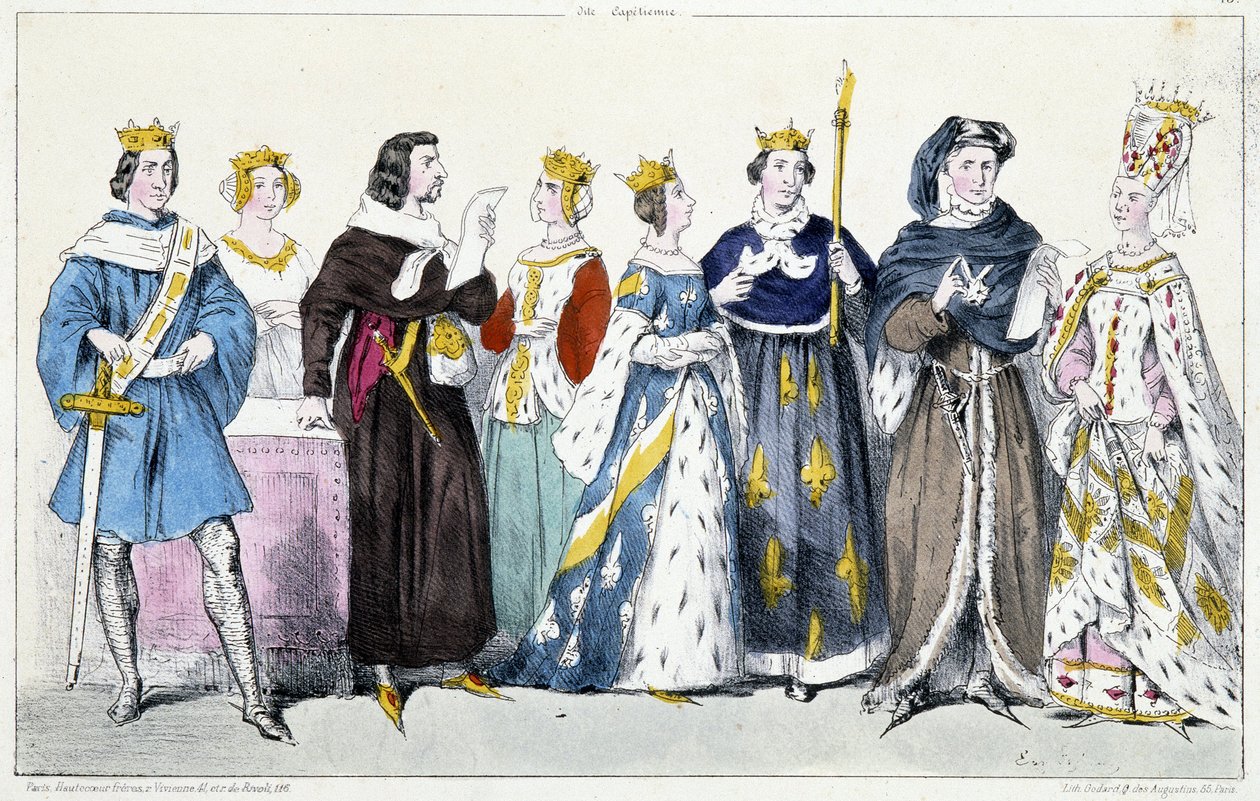 Felipe VI de Valois, Juana de Borgoña, Juan II el Bueno, Juana de Boulogne, Juana de Borbón, Carlos V el Sabio, Carlos VI, Isabeau (Isabel, Isabel) de Baviera (1371-1435) de French School