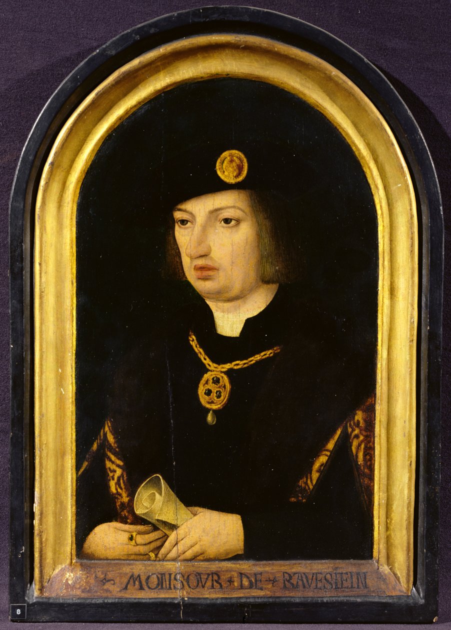 Felipe de Cleves (con la inscripción "Monsour de Ravestein") c.1502-34 (óleo sobre tabla) de French School