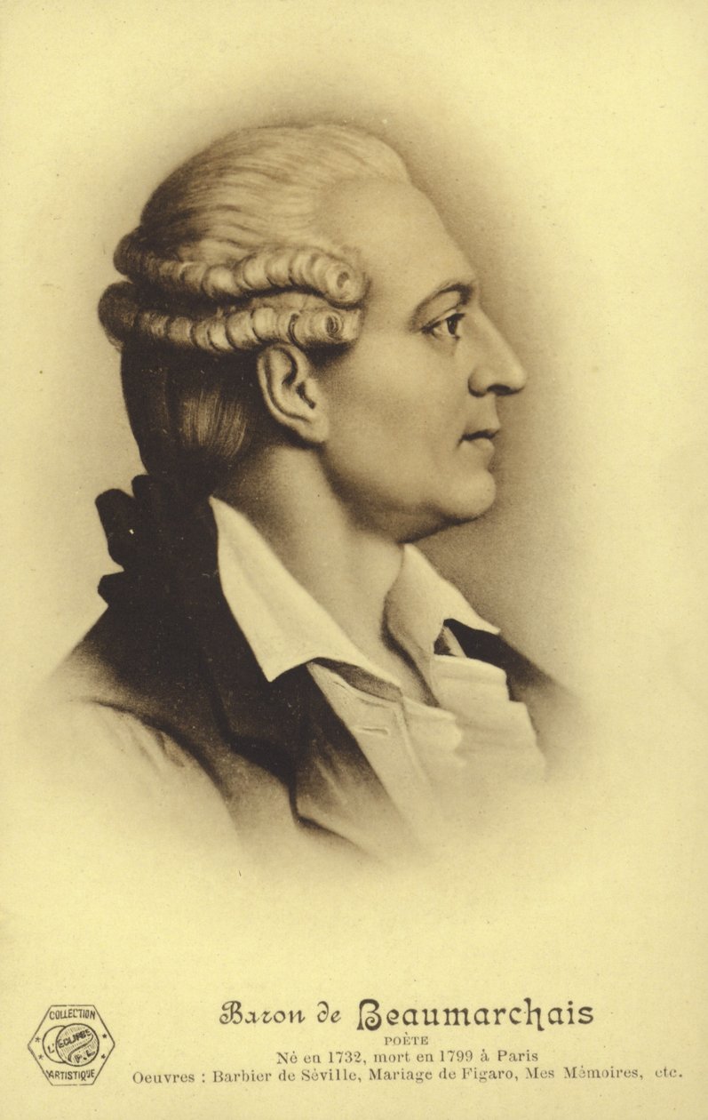 Pierre Beaumarchais (1732-1799), dramaturgo francés (litografía) de French School
