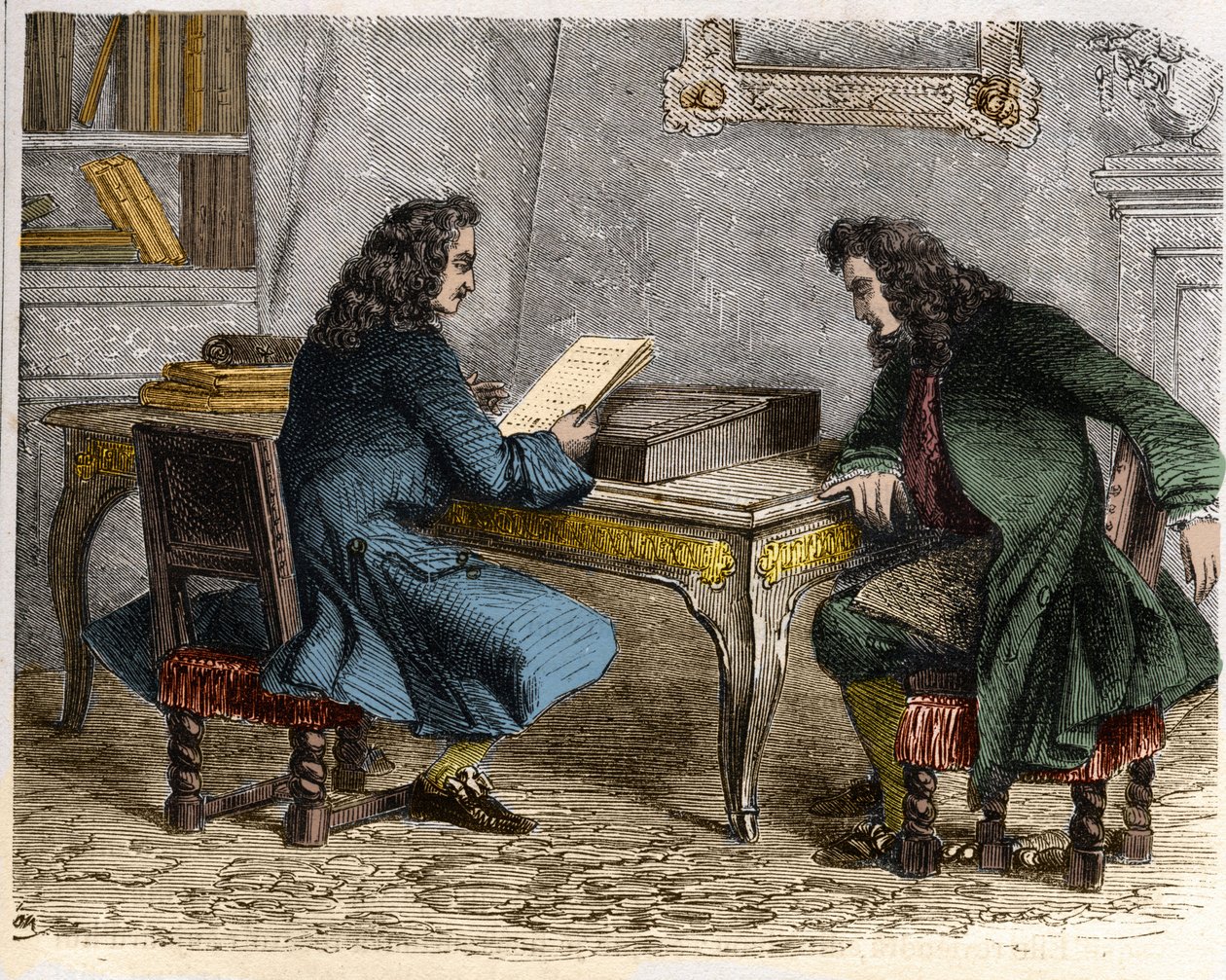 Pierre Corneille leyendo el "Cid" a su hermano Thomas Corneille antes de ir a Anne "Ninon" de l