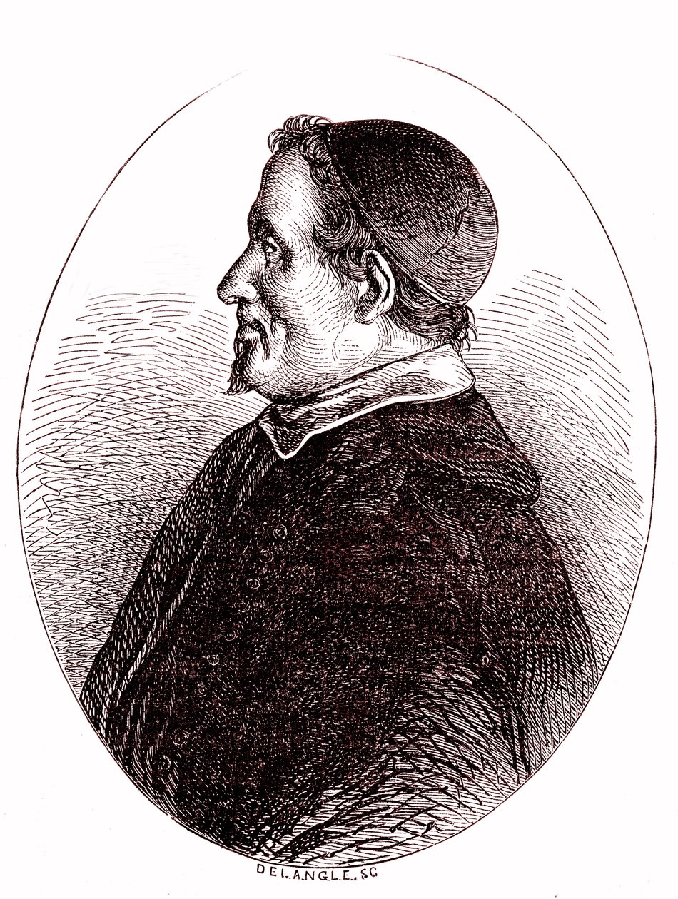 Pierre Gassendi, matemático, astrónomo, filósofo y teólogo francés. 1865 (grabado) de French School