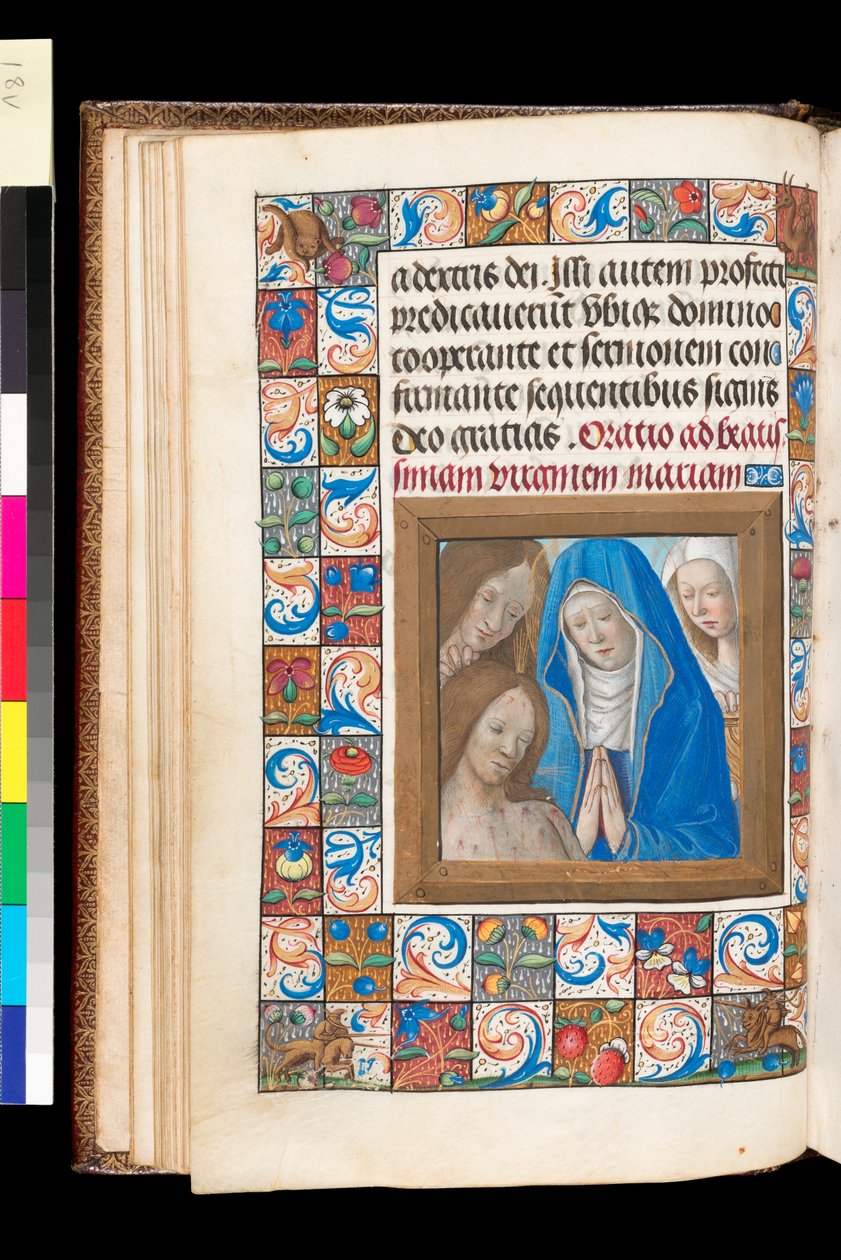 Piedad del Libro de Horas, MS 92 f.18v, Francia Occidental de French School