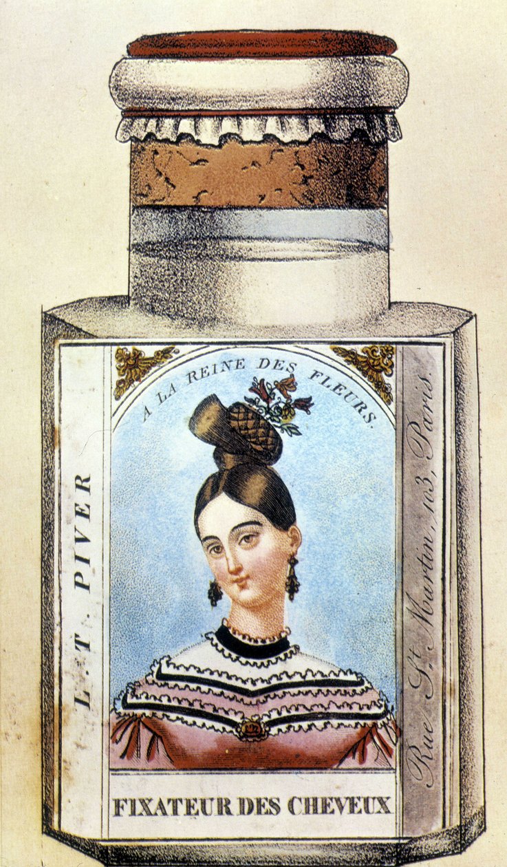 Botella de fijador de cabello Piver, circa 1830 de French School