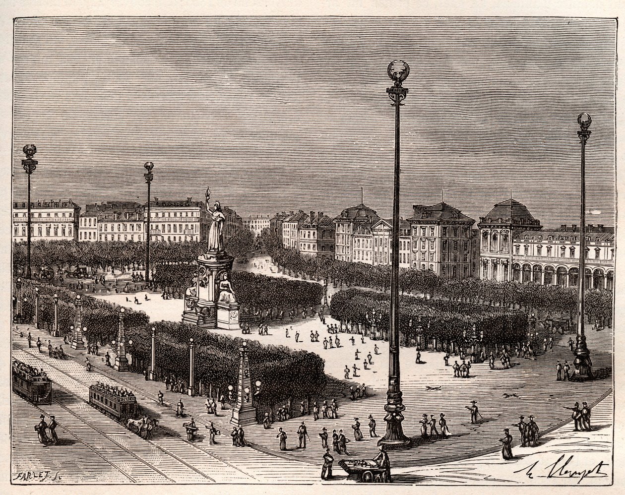 Plaza de la República en París - grabado en 