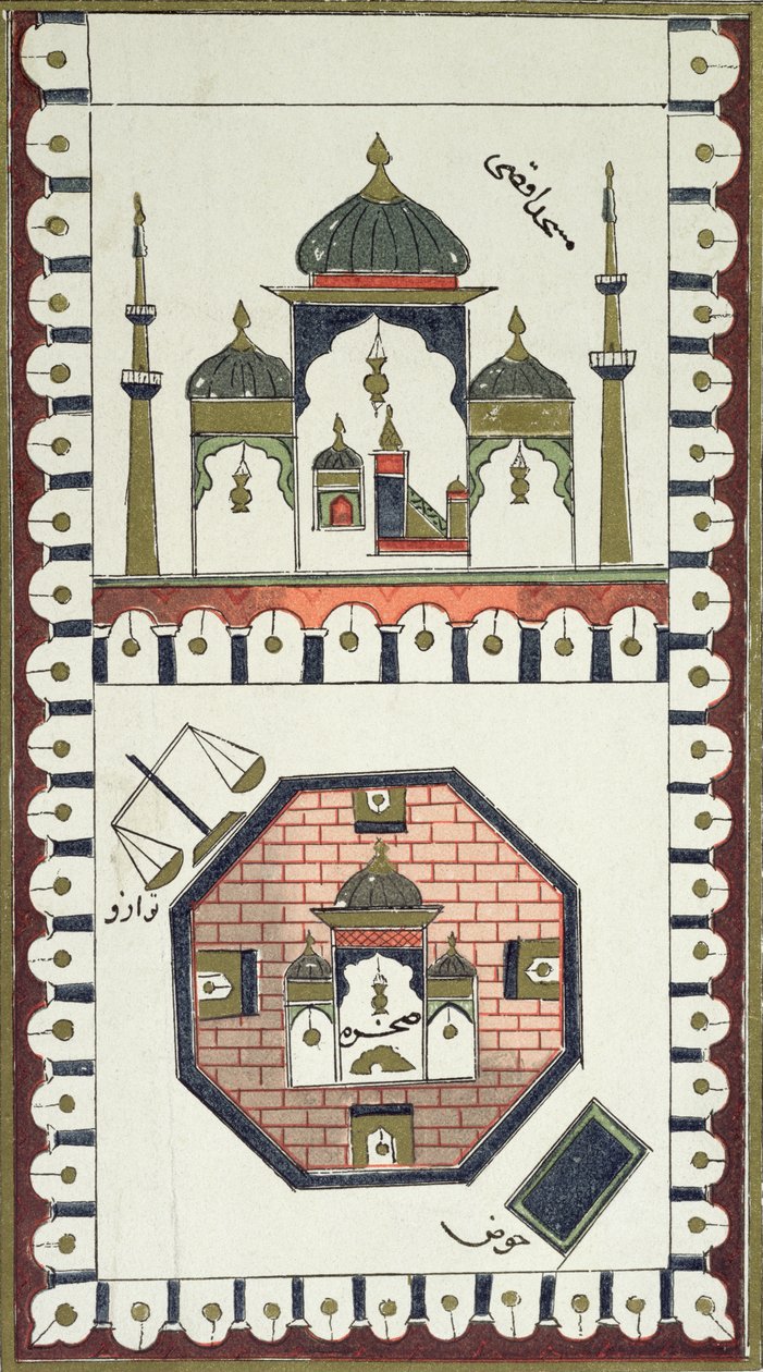 Plano de la Mezquita Al-Aqsa y la Cúpula de la Roca, según un manuscrito árabe del siglo XVIII de French School
