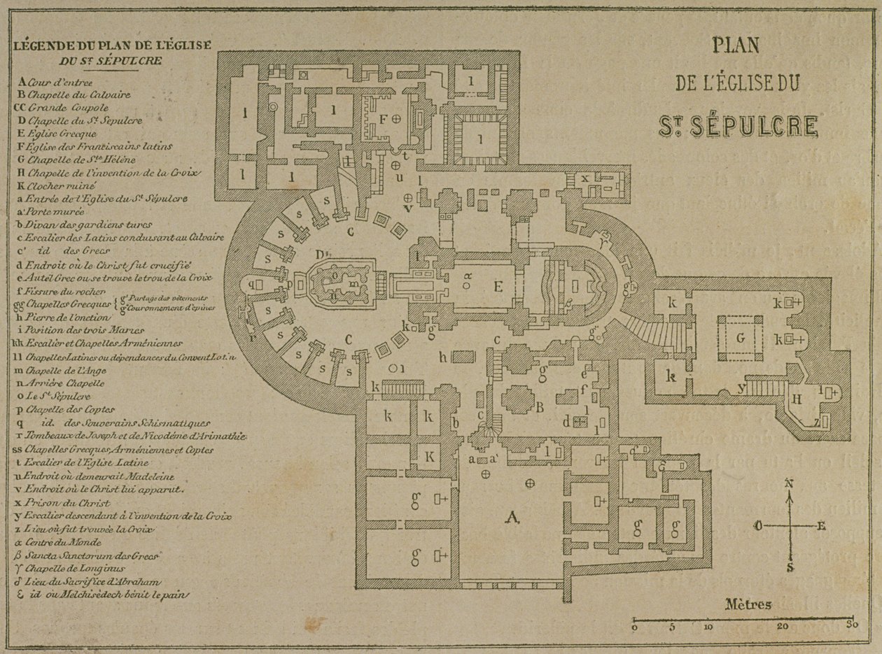 Plano de la Iglesia del Santo Sepulcro, Jerusalén de French School